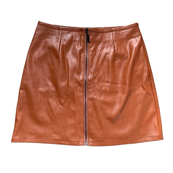 Hyfve Hyfve Hyfve Light Brown Pleather Zip Up Mini Skirt M - Picture 1 of 7